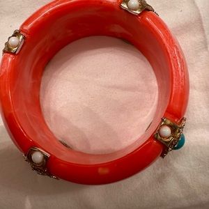 Orange Plastic Bracelet with 4 Turquoise areas